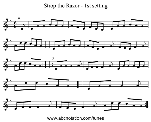 Strop the Razor - 1st setting - staff notation