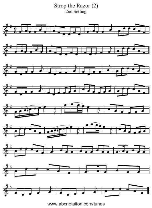 Strop the Razor (2) - staff notation