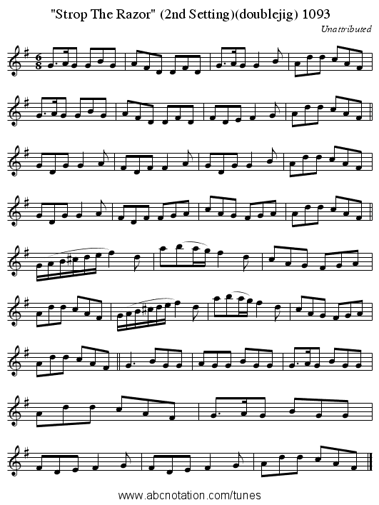 Strop The Razor (2nd Setting)(doublejig) 1093 - staff notation