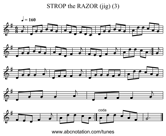 STROP the RAZOR (jig) (3) - staff notation