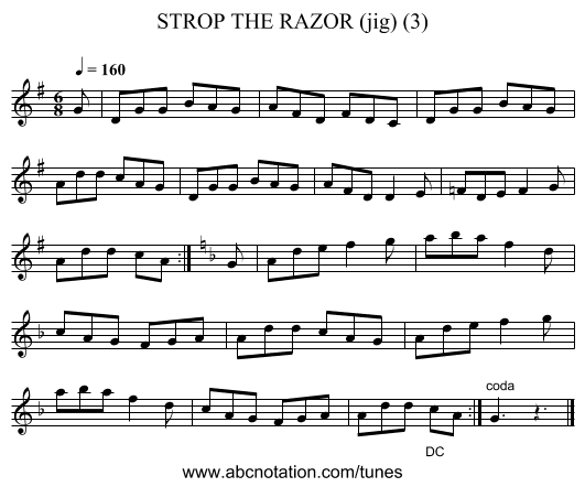 STROP THE RAZOR (jig) (3) - staff notation
