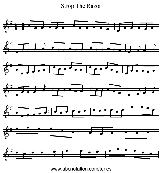 Strop The Razor - staff notation