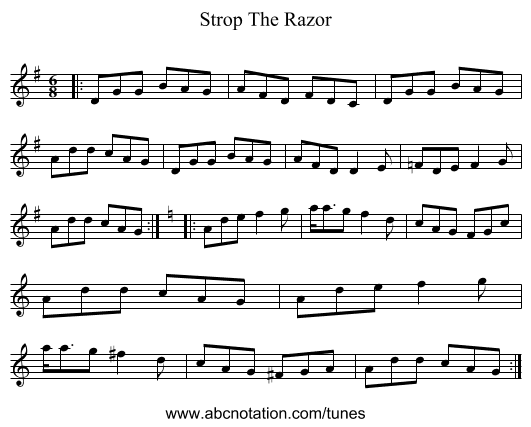 Strop The Razor - staff notation