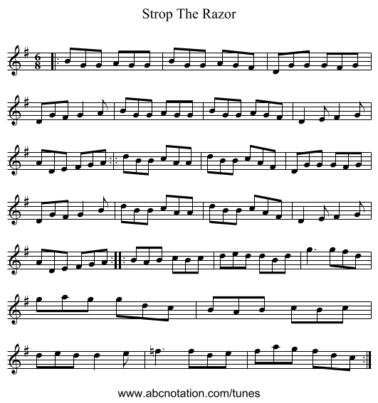 Strop The Razor - staff notation