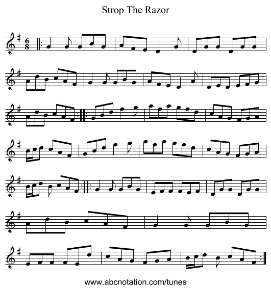 Strop The Razor - staff notation