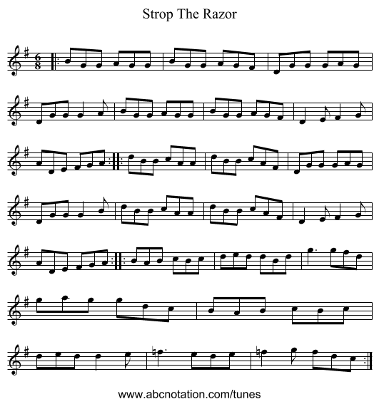 Strop The Razor - staff notation