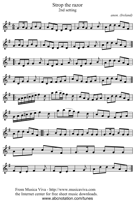 Strop the razor - staff notation