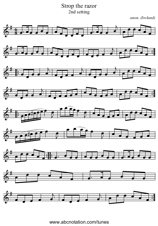 Strop the razor - staff notation