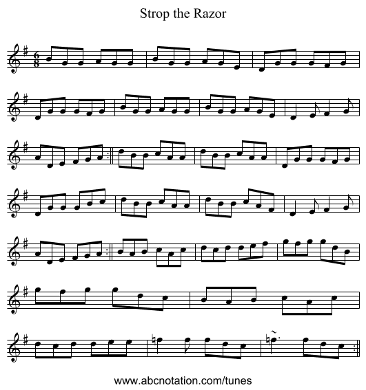 Strop the Razor - staff notation