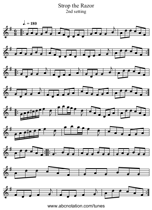 Strop the Razor - staff notation