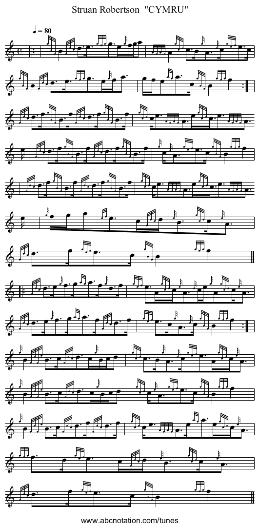 Struan Robertson  CYMRU - staff notation