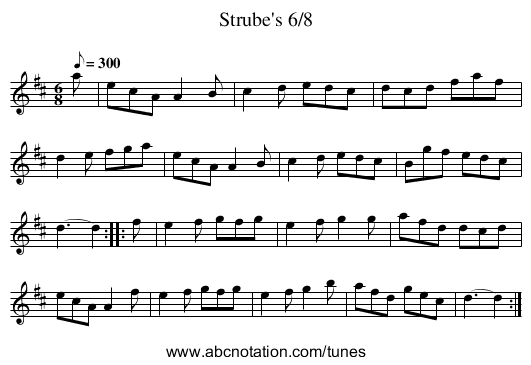 Strube's 6/8 - staff notation