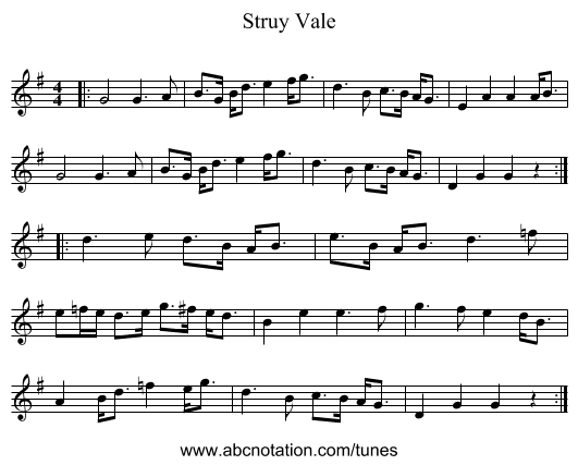 Struy Vale - staff notation