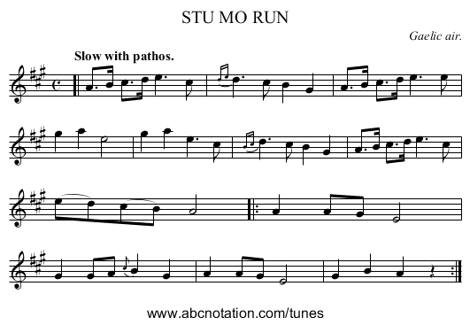 STU MO RUN - staff notation