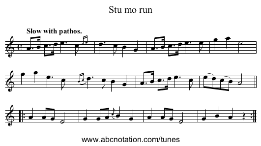 Stu mo run - staff notation