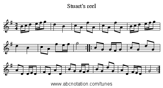 Stuart's reel - staff notation