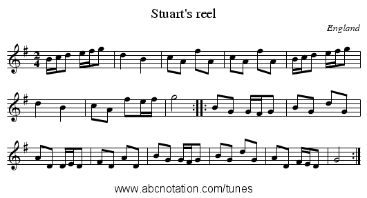 Stuart's reel - staff notation