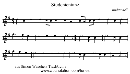 Studententanz - staff notation