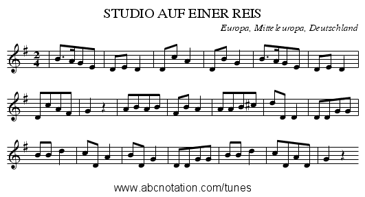 STUDIO AUF EINER REIS - staff notation
