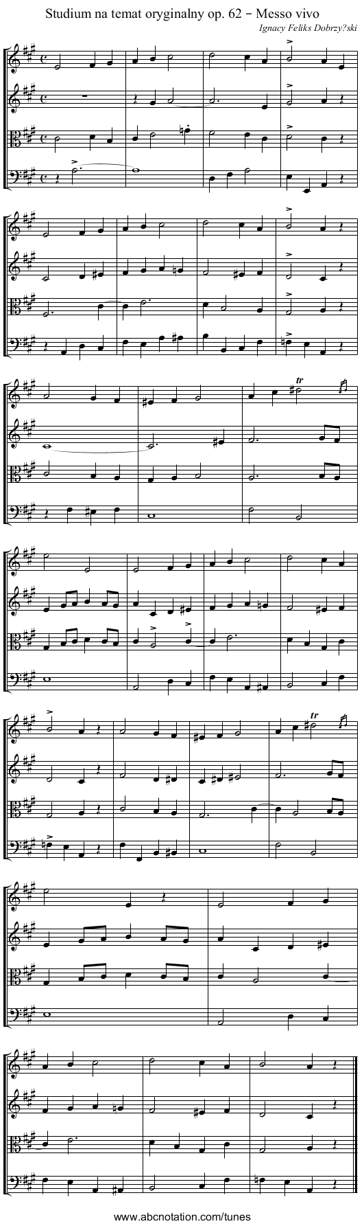 Studium na temat oryginalny op. 62 – Messo vivo - staff notation