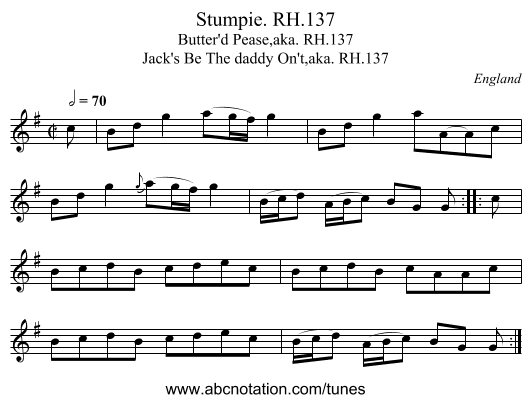 Stumpie. RH.137 - staff notation