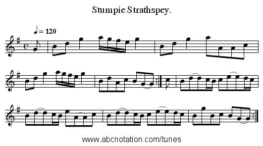 Stumpie Strathspey. - staff notation