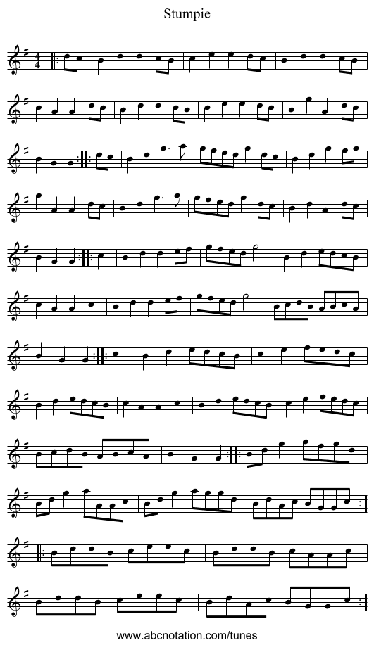 Stumpie - staff notation