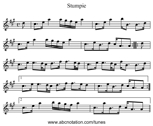 Stumpie - staff notation
