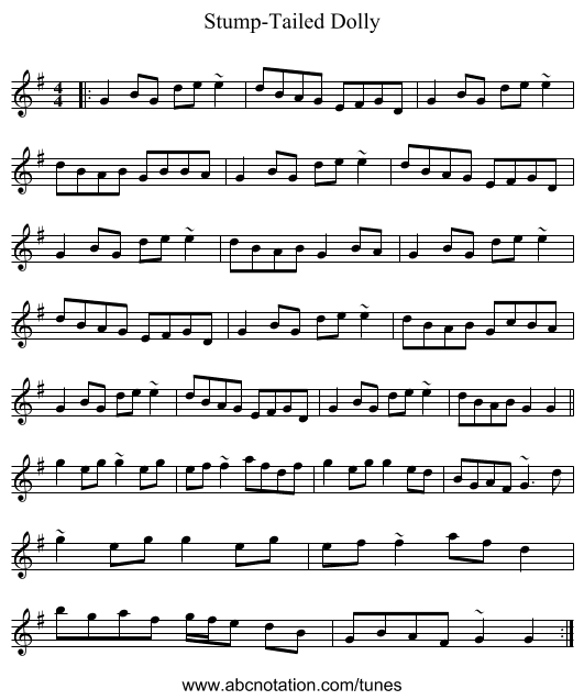 Stump-Tailed Dolly - staff notation