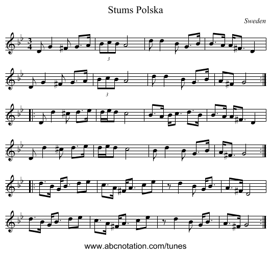 Stums Polska - staff notation