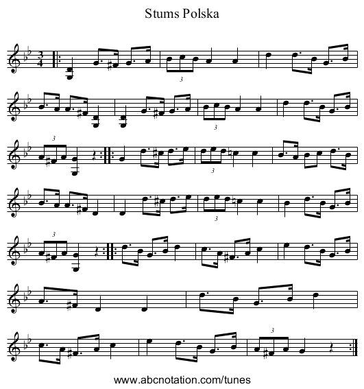 Stums Polska - staff notation