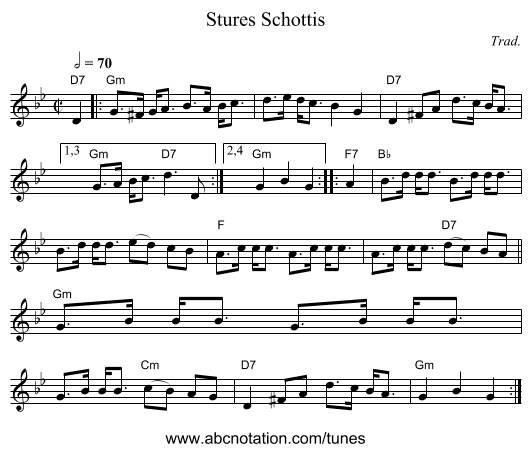 Stures Schottis - staff notation