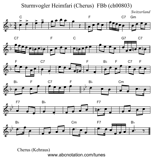 Sturmvogler Heimfari (Cherus)  FBb (ch00803) - staff notation
