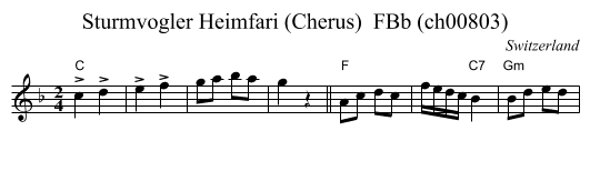 Sturmvogler Heimfari (Cherus)  FBb (ch00803) - staff notation