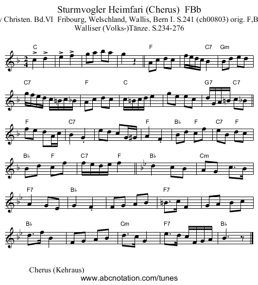 Sturmvogler Heimfari (Cherus)  FBb - staff notation