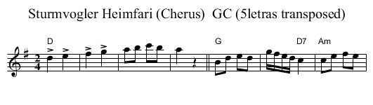 Sturmvogler Heimfari (Cherus)  GC (5letras transposed) - staff notation