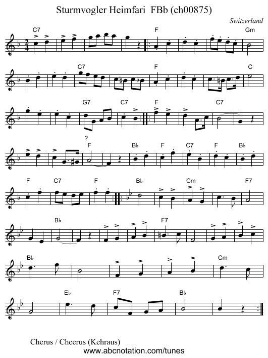 Sturmvogler Heimfari  FBb (ch00875) - staff notation
