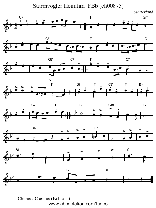 Sturmvogler Heimfari  FBb (ch00875) - staff notation