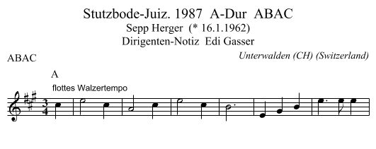 Stutzbode-Juiz. 1987  A-Dur  ABAC - staff notation