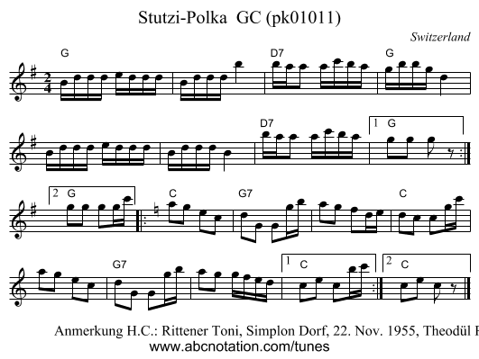 Stutzi-Polka  GC (pk01011) - staff notation