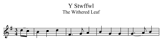 Stwffwl, Y - staff notation
