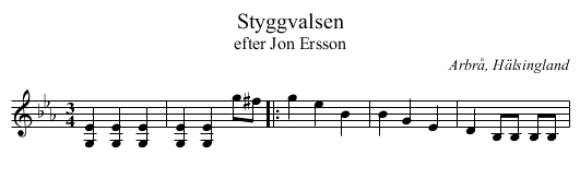 Styggvalsen - staff notation