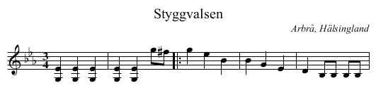 Styggvalsen - staff notation