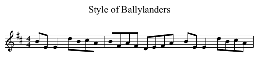 Style of Ballylanders - staff notation