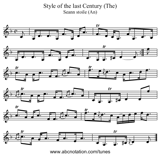 Style of the last Century (The) - staff notation