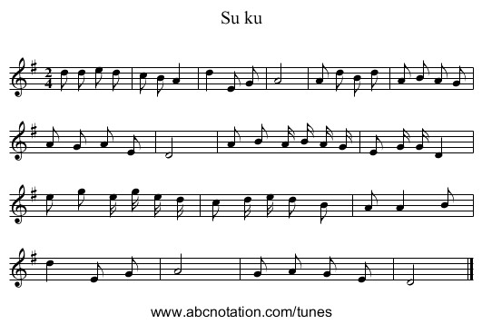 Su ku - staff notation