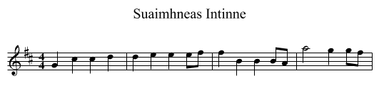 Suaimhneas Intinne - staff notation