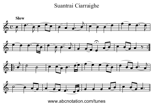 Suantrai Ciarraighe - staff notation