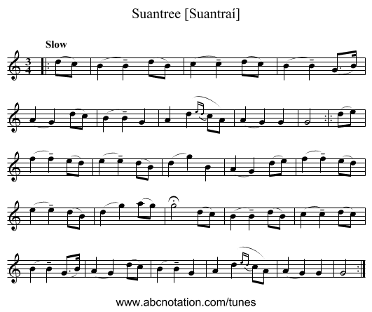 Suantree [Suantraí] - staff notation
