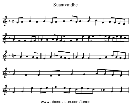 Suantvaidhe - staff notation